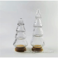 Christmas tree shaped glass jar with ribbed design